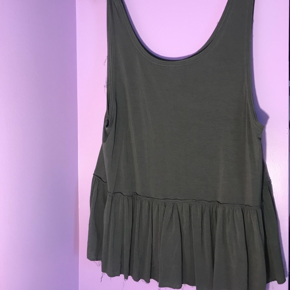 Olive green, low cut tank top